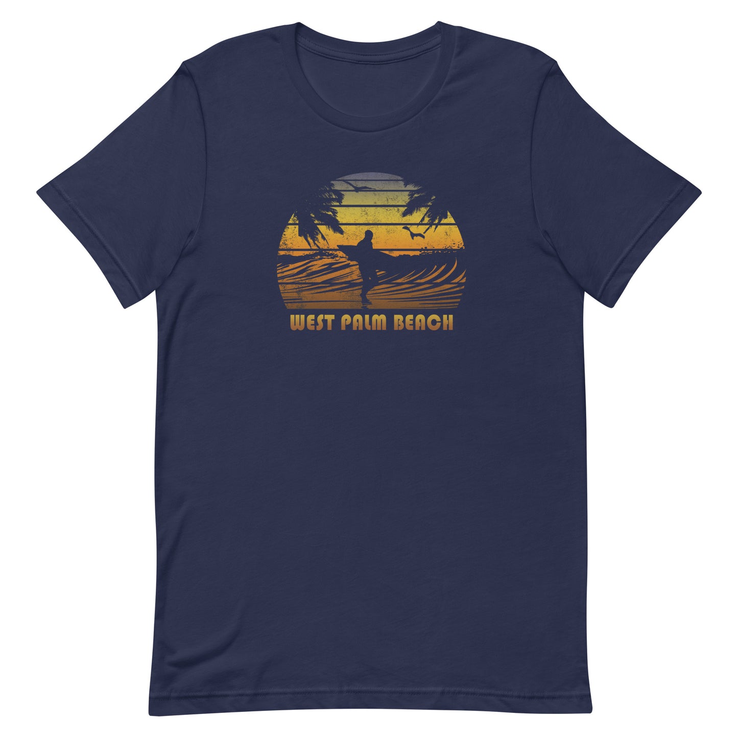 Retro West Palm Florida Beach Surfing Fan Surfer Sunset Souvenir Unisex T-Shirt