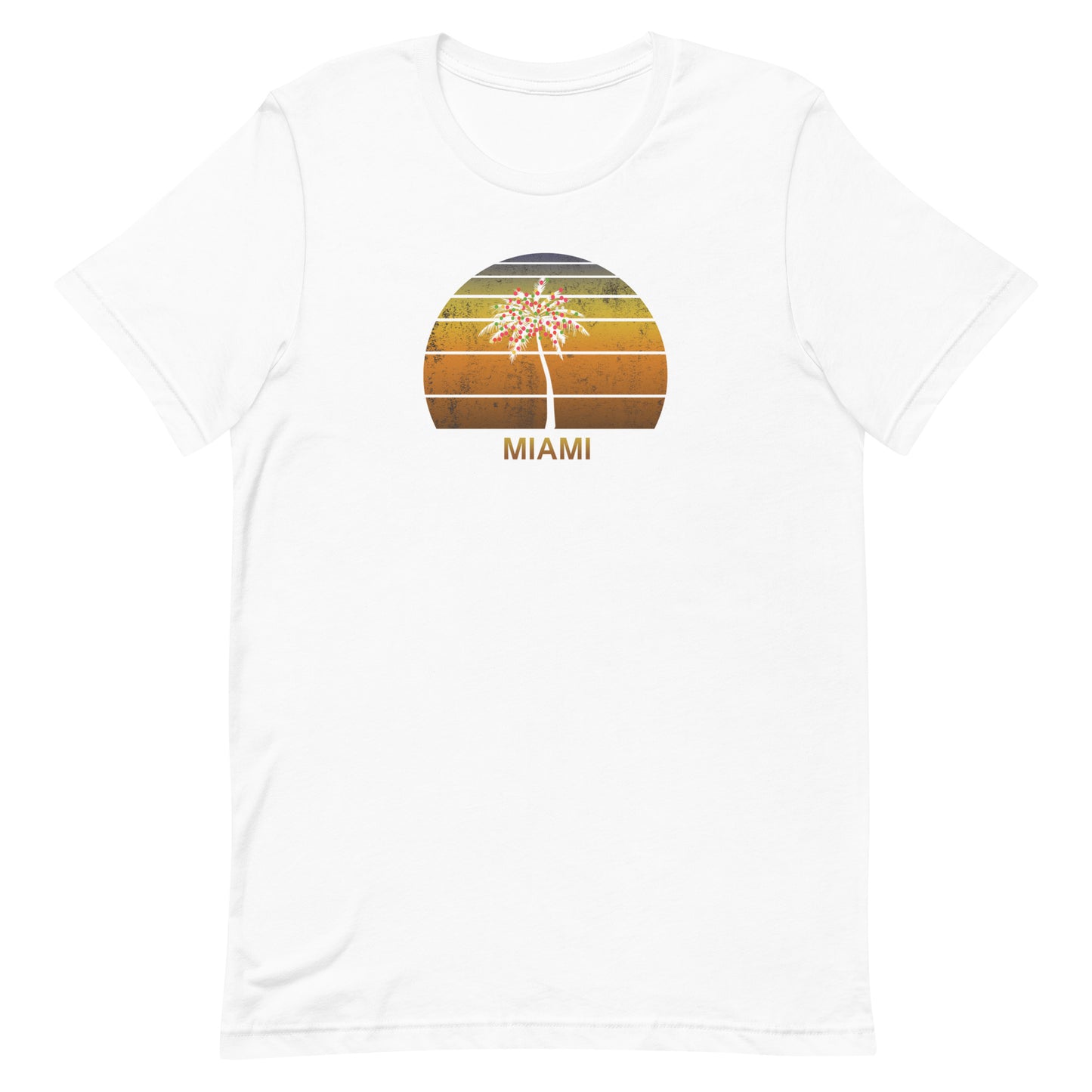 Retro Miami Florida Christmas Family Vacation Souvenir Sunset Beach Unisex T-Shirt
