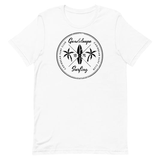 Retro Guadeloupe Beach Surfing Fan Vacation Souvenir Unisex T-Shirt