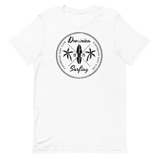 Retro Dominica Beach Surfing Fan Vacation Souvenir Unisex T-Shirt