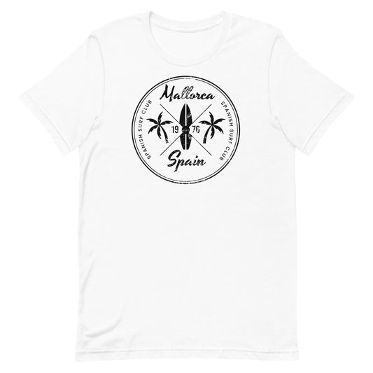 Retro Mallorca Spain Beach Surfing Fan Vacation Souvenir Unisex T-Shirt