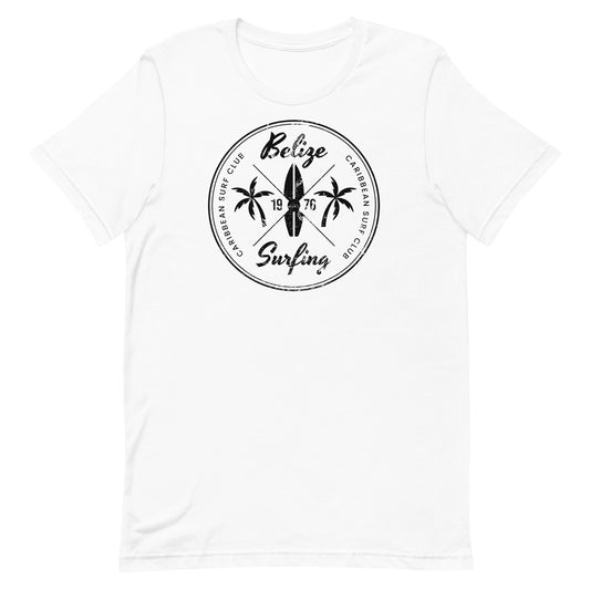 Retro Belize Beach Surfing Fan Vacation Souvenir Unisex T-Shirt