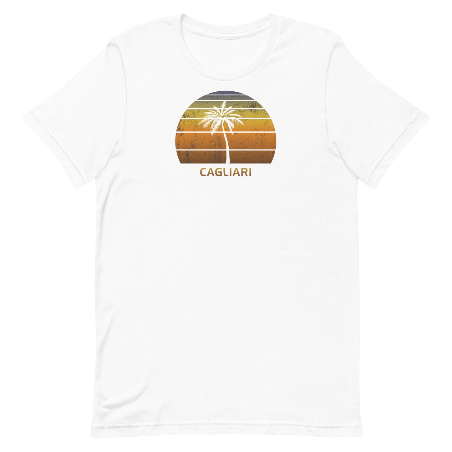 Retro Cagliari Italy Vintage Sunset Beach Vacation Souvenir Unisex T-Shirt