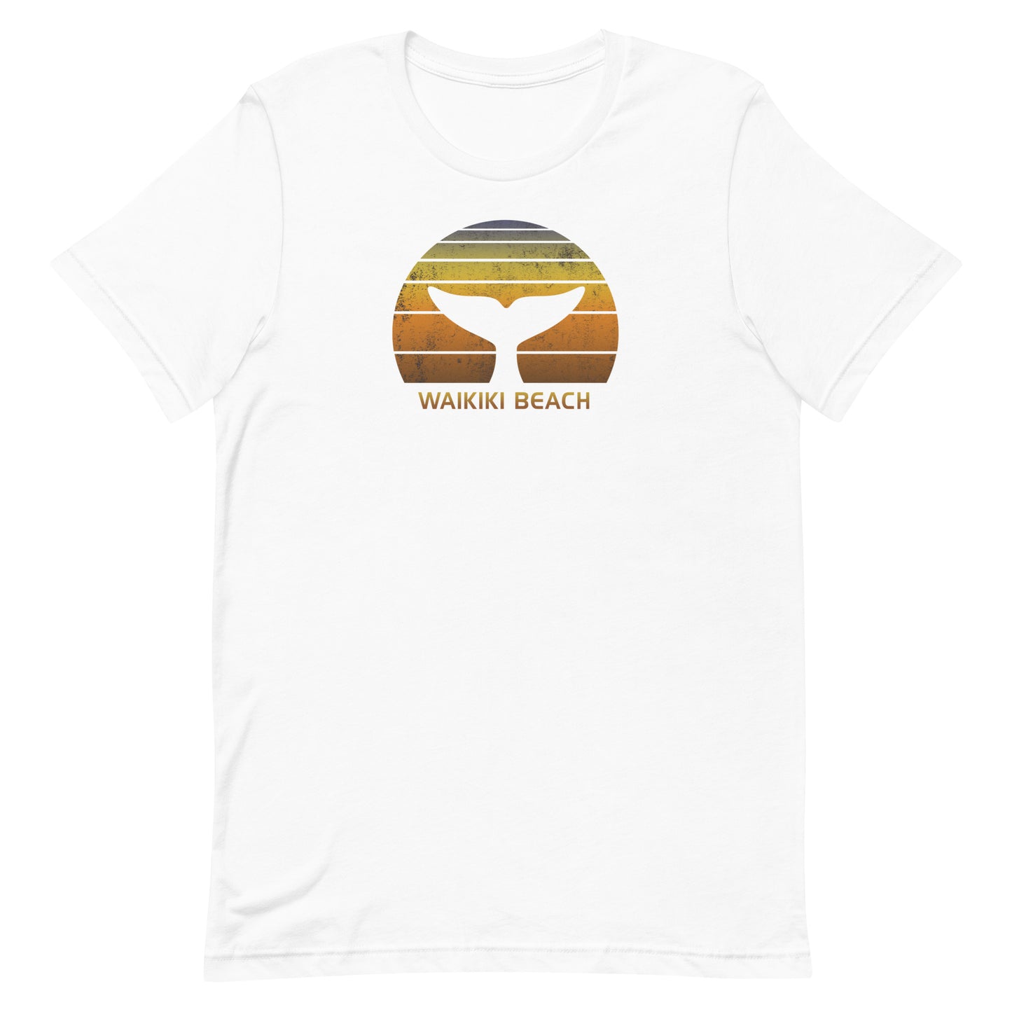 Waikiki Beach Oahu Hawaii Whale Watching Fan Retro Sunset Unisex T-Shirt