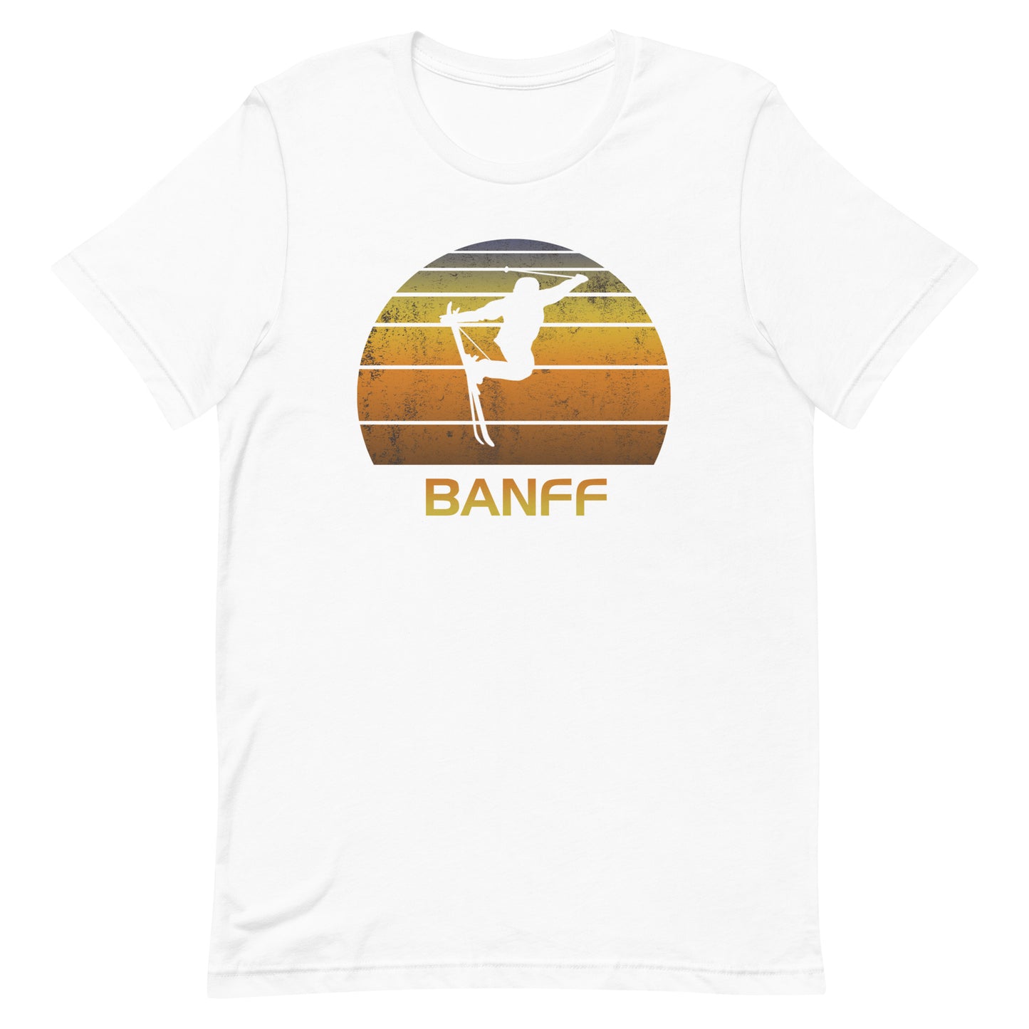 Retro Banff Canada Ski Fan Skier Gift Skiing Sunset Vintage Sunrise Unisex T-Shirt