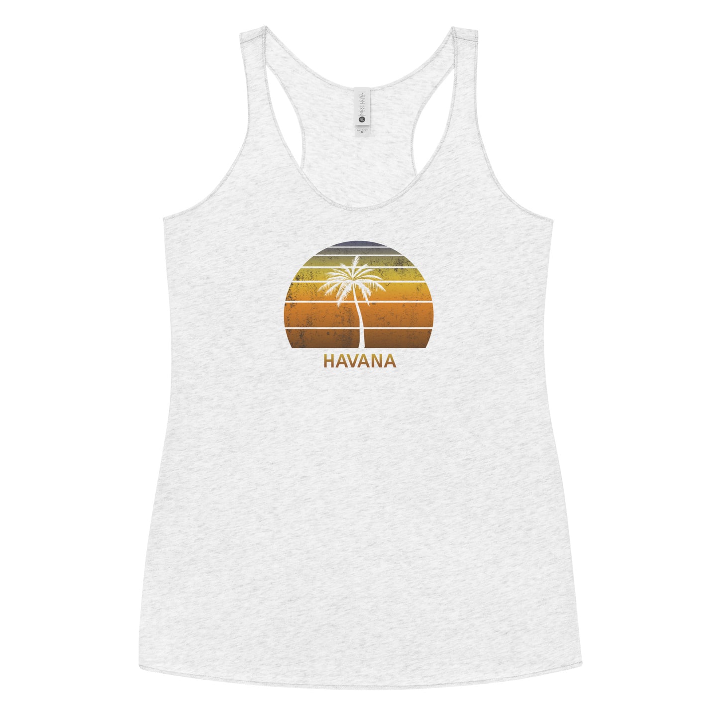 Retro Havana Cuba Vintage Sunset Beach Vacation Souvenir  Women's Racerback Tank Top