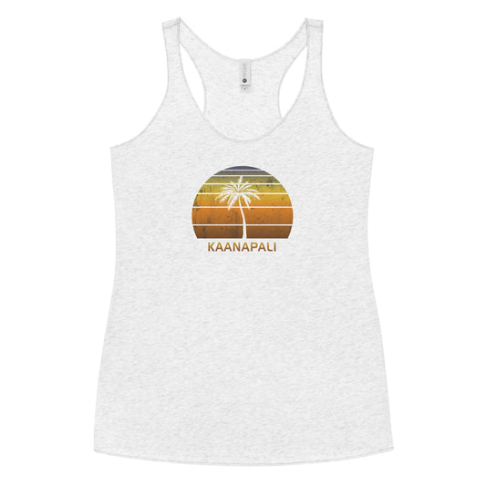 Retro Kaanapali Maui Hawaii Vintage Sunset Beach Vacation Souvenir Women's Racerback Tank Top