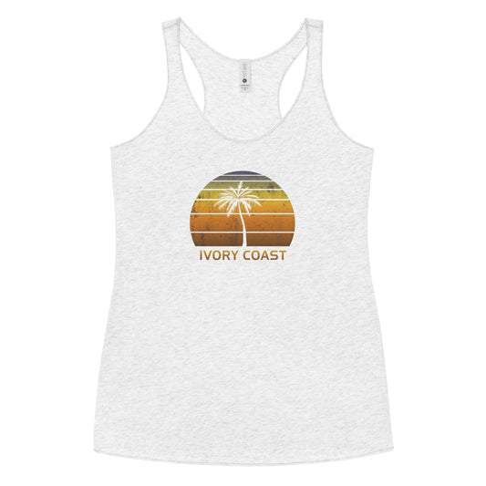 Retro Ivory Coast Africa Vintage Sunset Beach Vacation Souvenir Women's Racerback Tank Top
