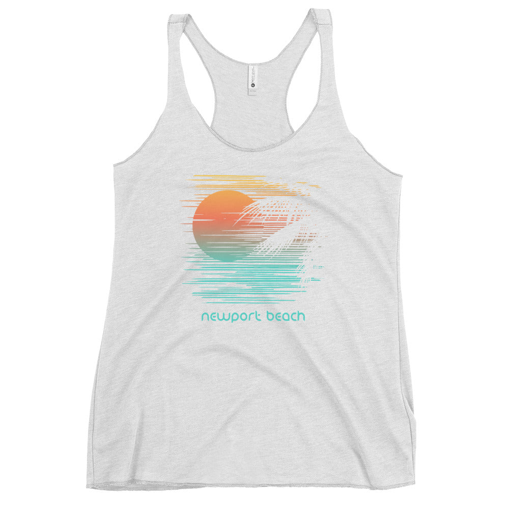 Artistic Newport Beach California Palm Tree Vacation Souvenir Women's Racerback Tank Top