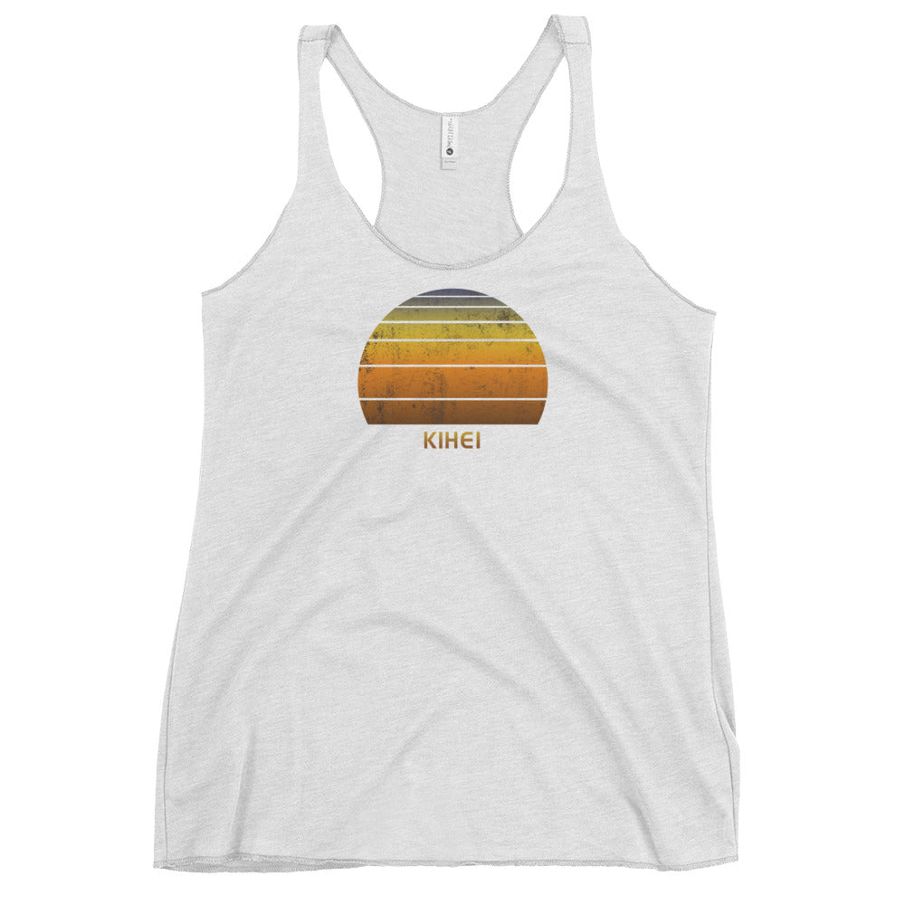 Retro Kihei Maui Hawaii Vintage Sunset Vacation Souvenir Women's Racerback Tank Top