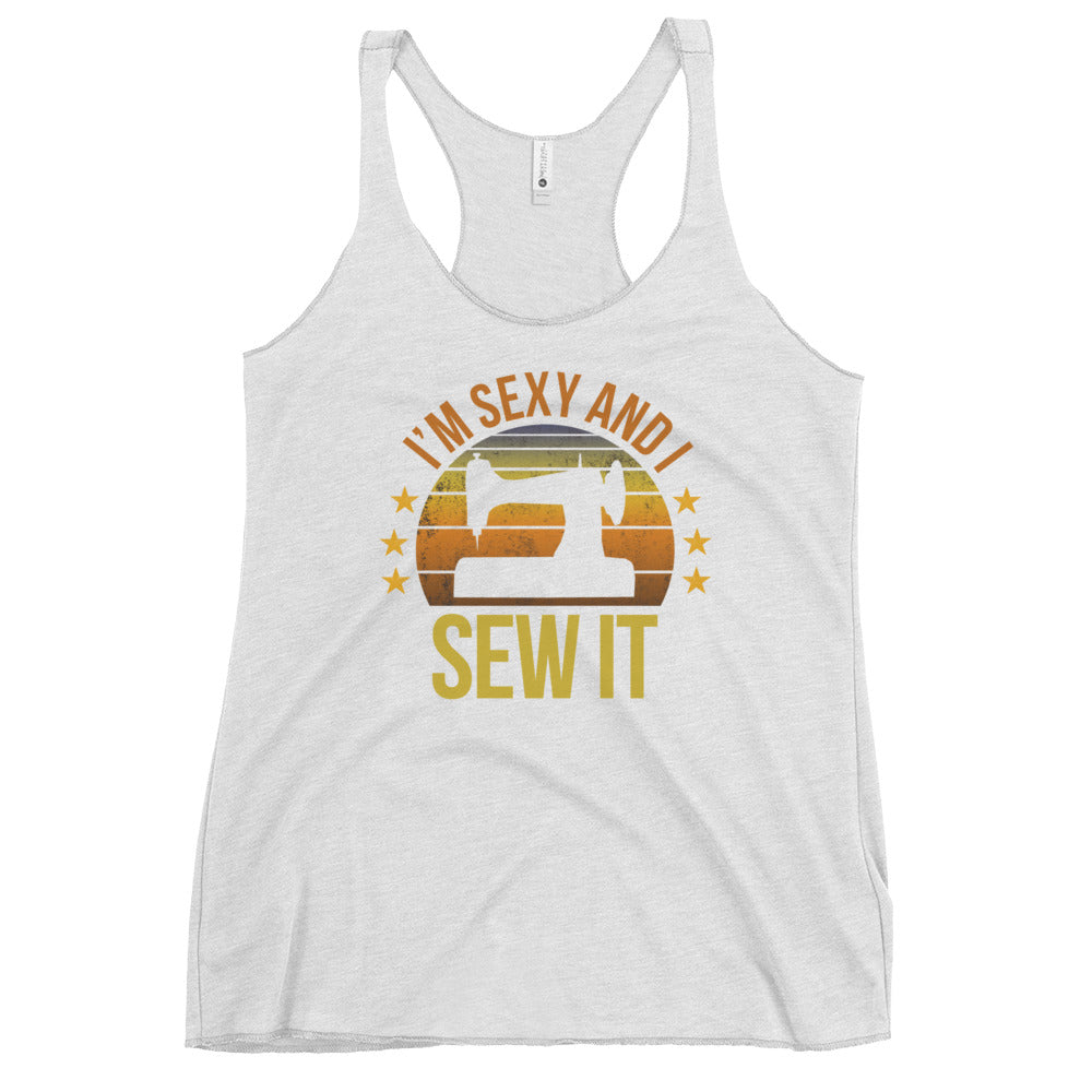 Funny Sewing Fan Sew Hobby Lover Quote Joke Sarcastic Women's Racerback Tank Top