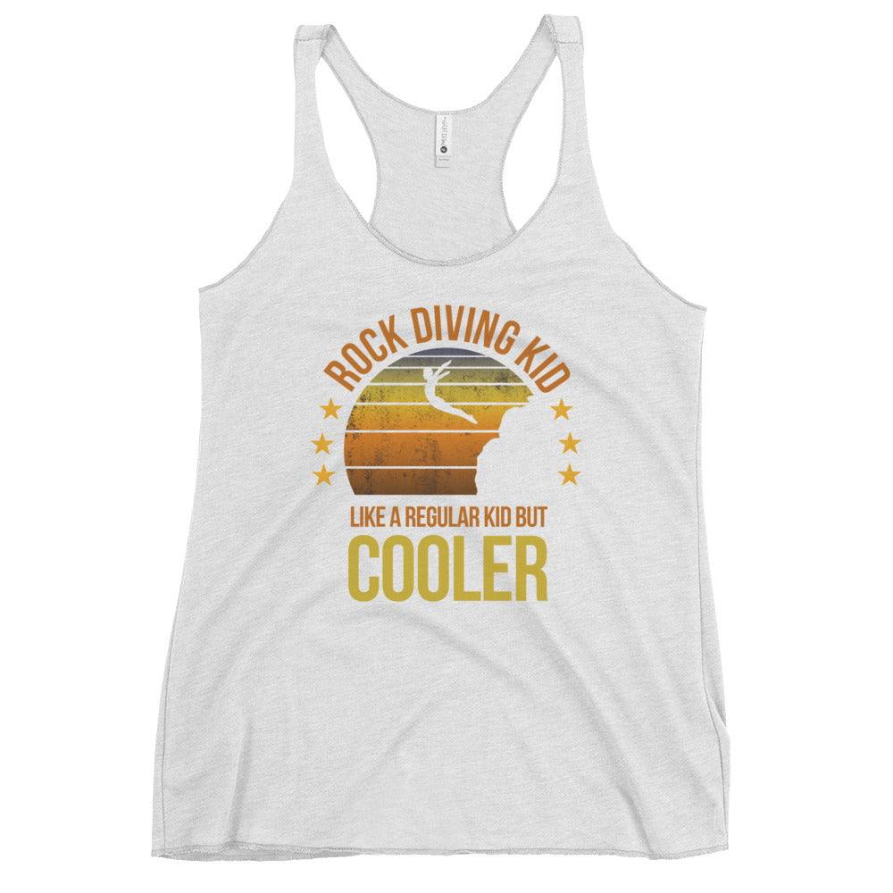 Cool Retro Rock Diving Kid Fan Funny Slogan Women's Racerback Tank Top