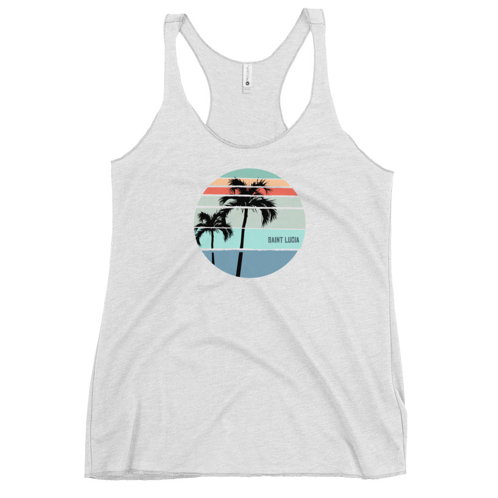 Cool Saint Lucia Palm Tree Vacation Souvenir Women's Racerback Tank Top