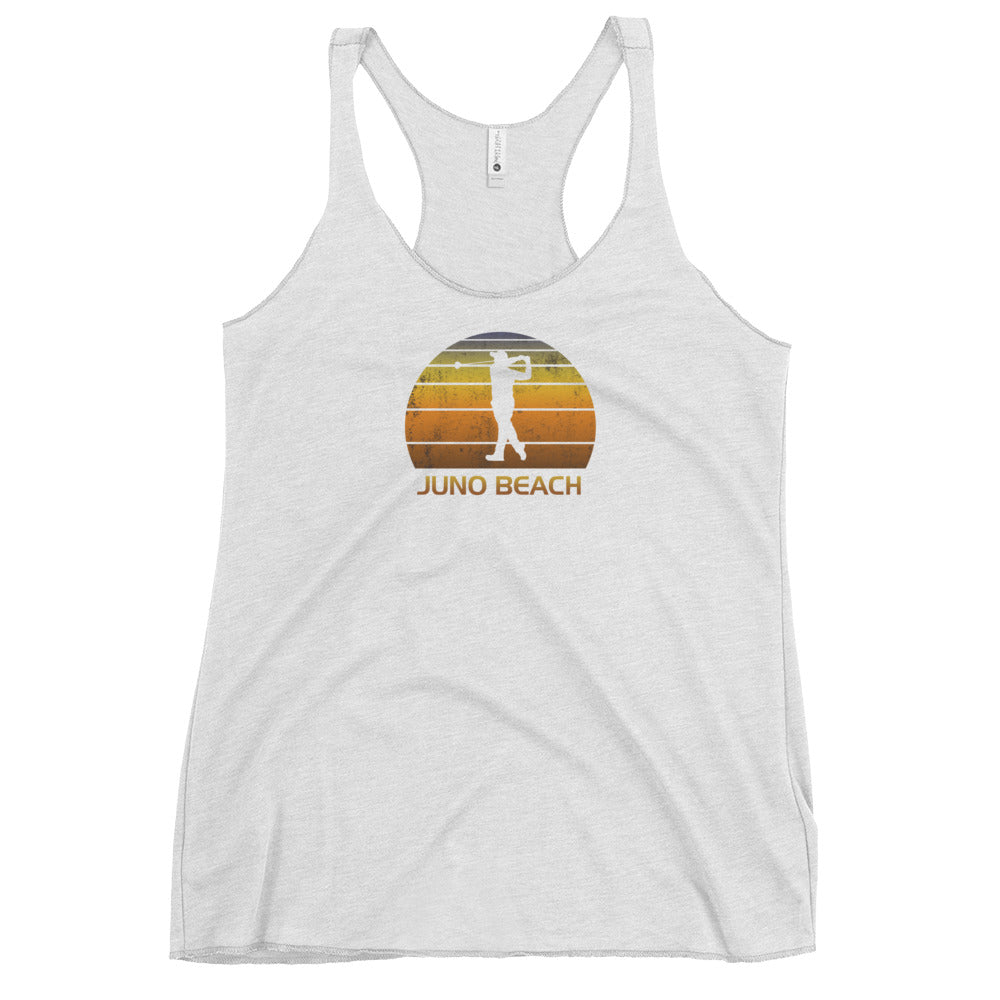 Cool Juno Beach Florida Golf Vintage Sunset Golfer Women's Racerback Tank Top