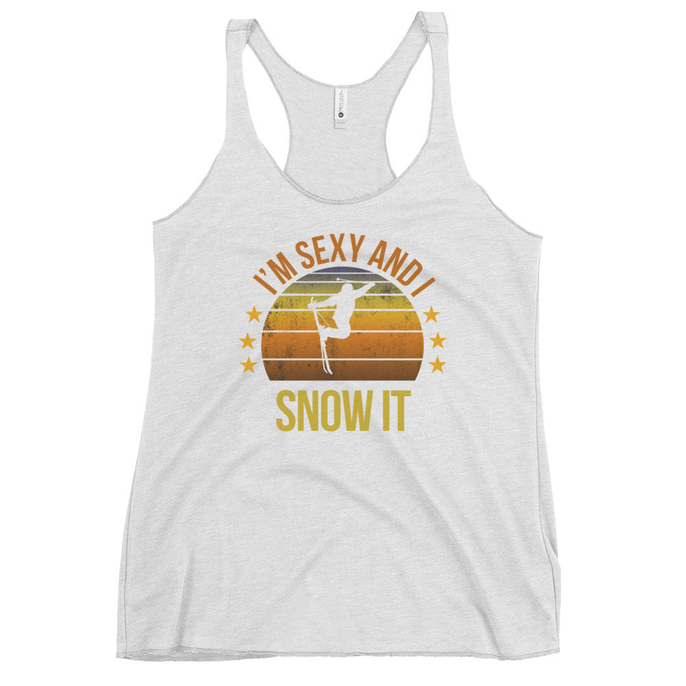 Funny Skiing Fan Skier Ski Quote Joke Sarcastic Phrase Women's Racerback Tank Top