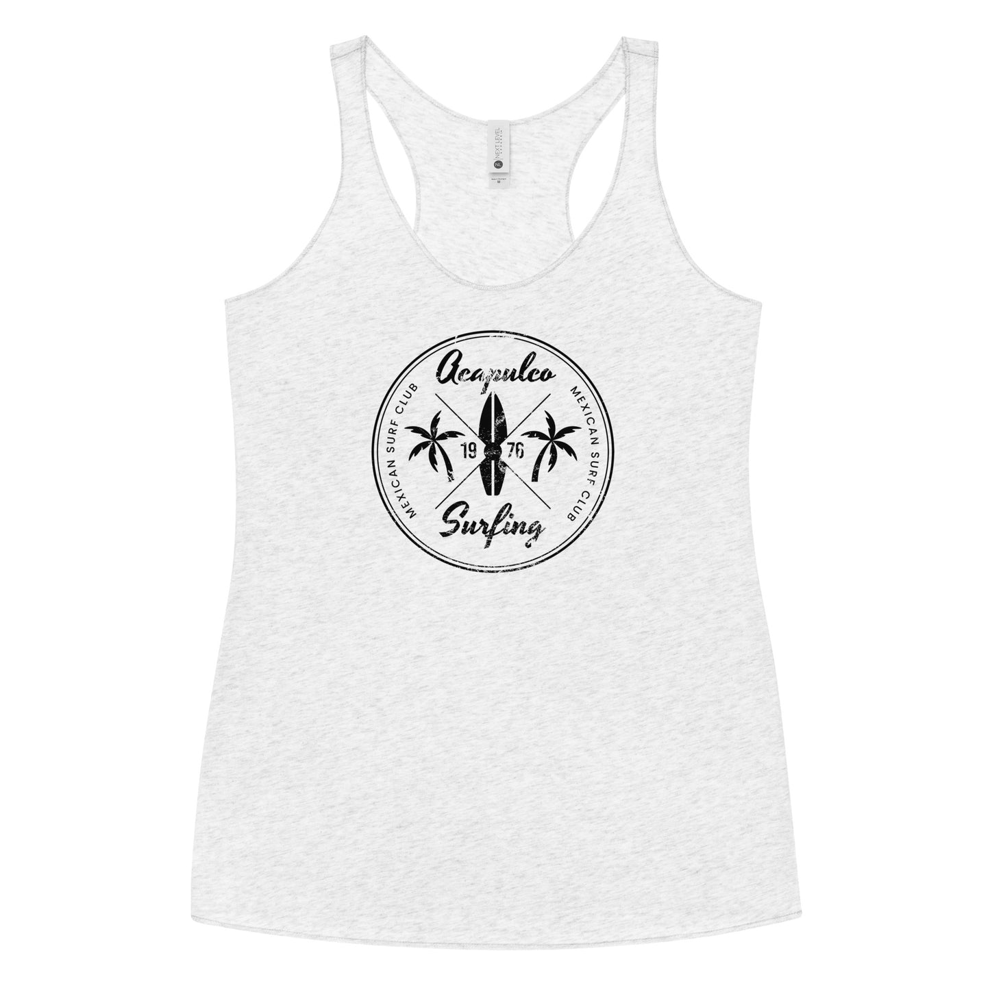 Retro Acapulco Mexico Beach Surfing Fan Vacation Souvenir Women's Racerback Tank Top