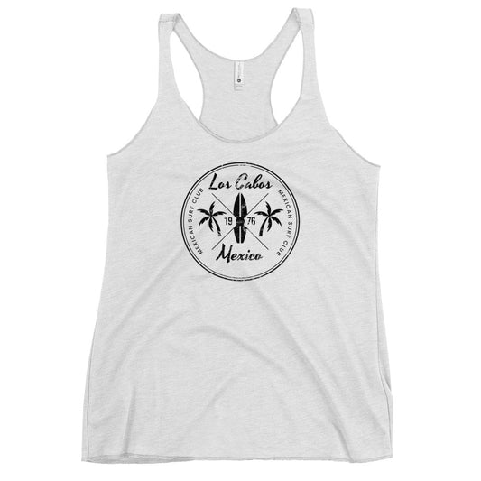 Retro Los Cabos Mexico Beach Surfing Fan Vacation Souvenir Women's Racerback Tank Top