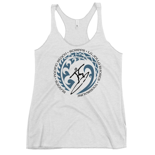 San Diego California Women's Racerback Tank Top Vintage Surfing Fan Lover