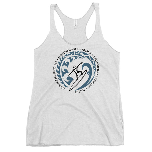 Maui Hawaii Hawaiian Women's Racerback Tank Top Vintage Surfing Fan Lover