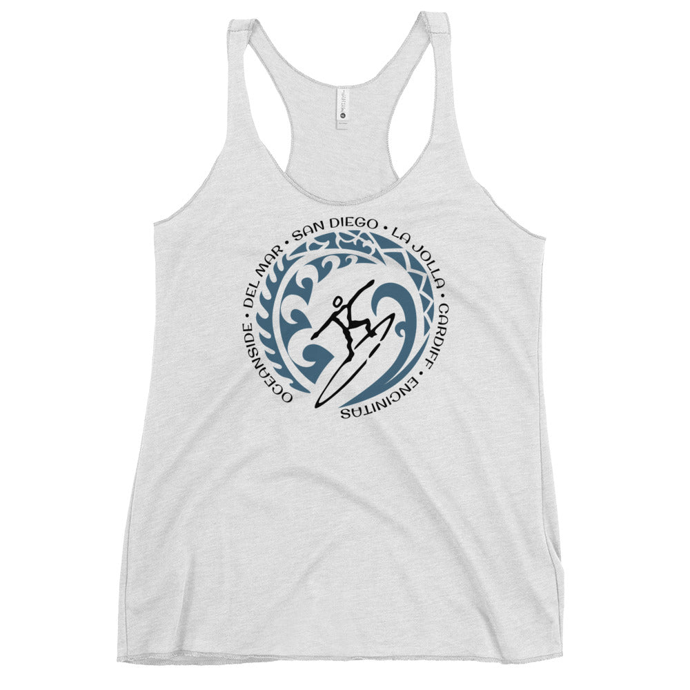 San Diego Area California Women's Racerback Tank Top Vintage Surfing Fan Lover