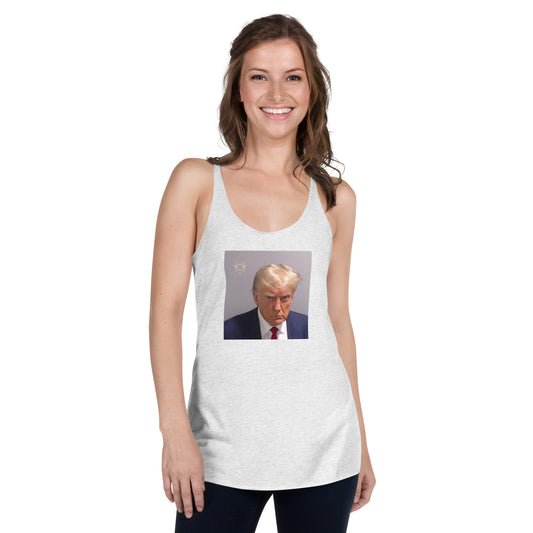 Donald Trump Mug Shot Mugshot Politics Democrats Women's Racerback Tank Top