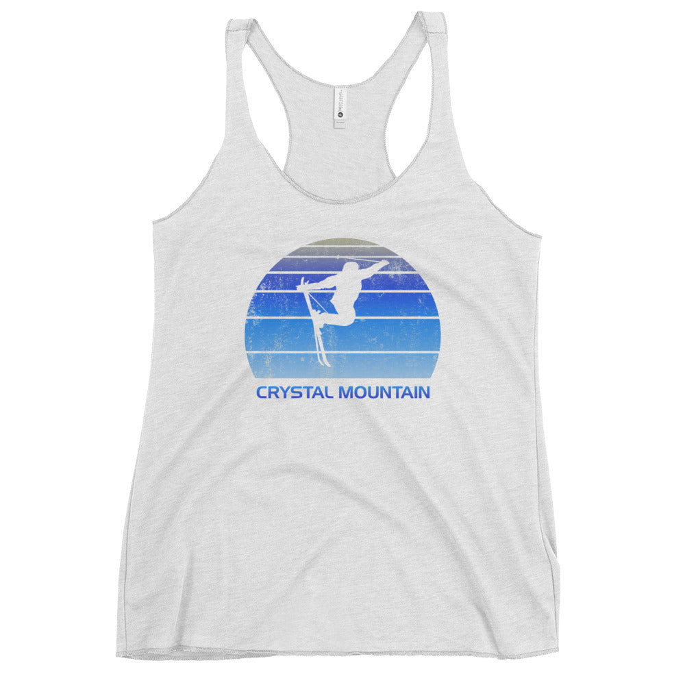 Retro Crystal Mountain Ski Fan Skier Gift Skiing Vintage Cool Women's Racerback Tank Top