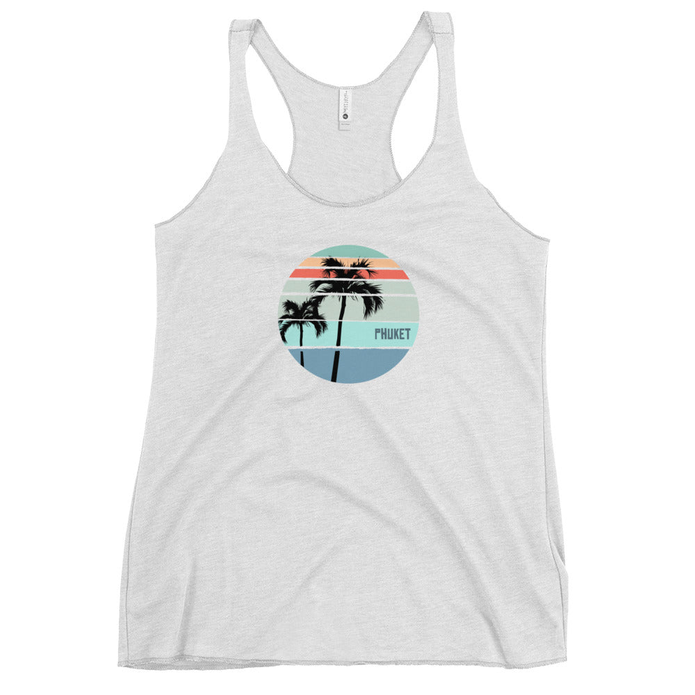 Cool Phuket Thailand Palm Tree Vacation Souvenir Artistic Women's Racerback Tank Top