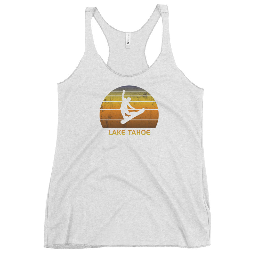 Retro Lake Tahoe California Snowboarding Fan Snowboarder Women's Racerback Tank Top