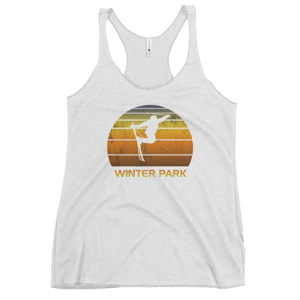 Retro Winter Park Colorado Ski Fan Skier Gift Skiing Sunset Vintage Sunrise Women's Racerback Tank Top