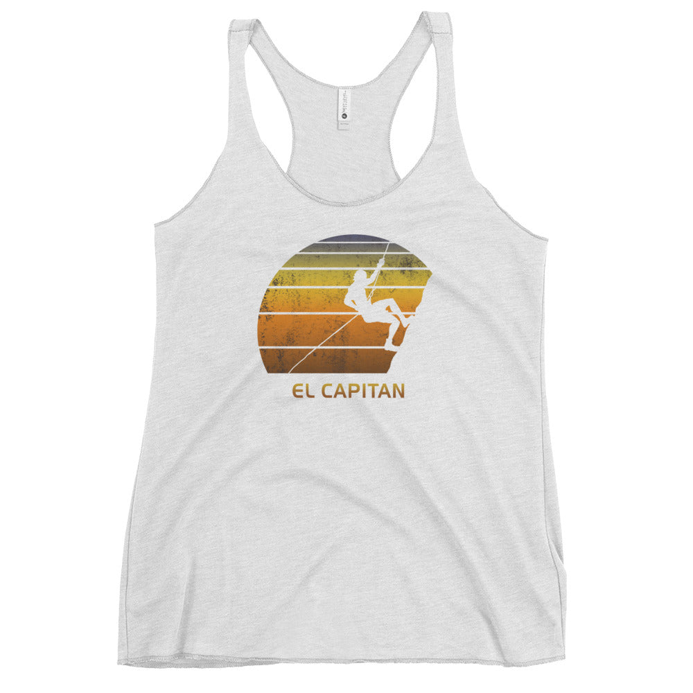 Retro El Capitan Yosemite California Rock Climbing Fan Bouldering Climber Women's Racerback Tank Top