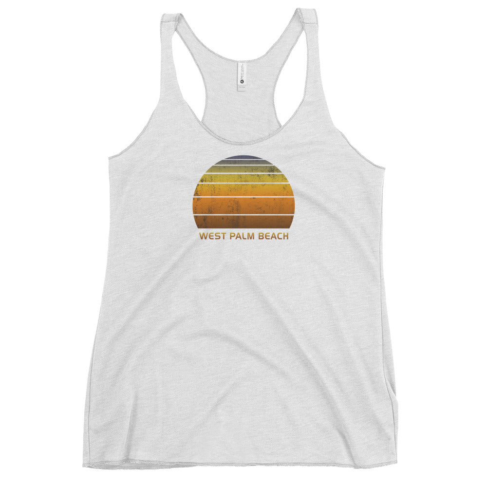 Retro West Palm Beach Florida Vintage Sunset Vacation Souvenir Women's Racerback Tank Top