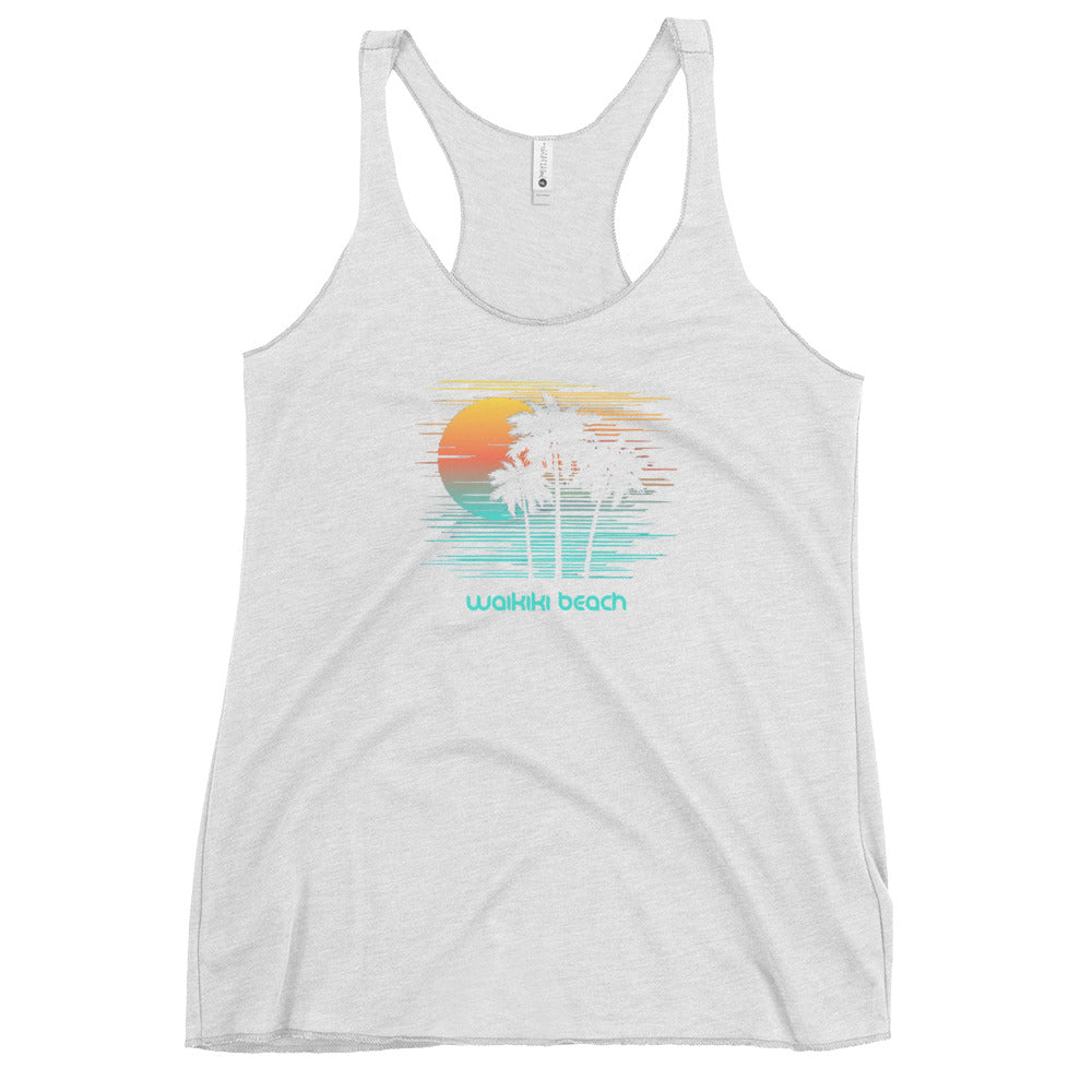 Waikiki Beach Oahu Hawaii Stylish Souvenir Vacation Women's Racerback Tank Top