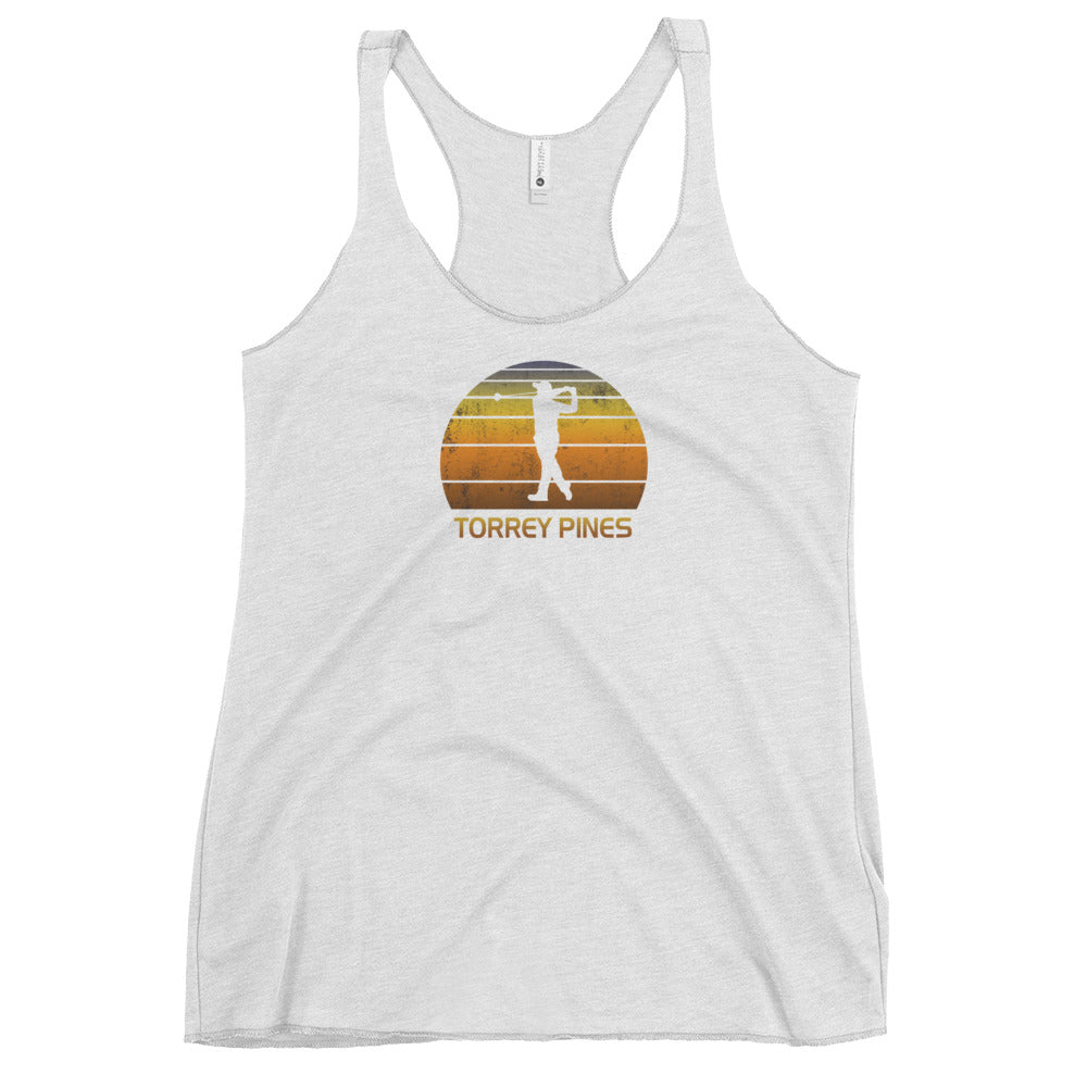 Cool Torrey Pines California Women's Racerback Tank Top Golf Vintage Sunset Golfer Retro Golfing