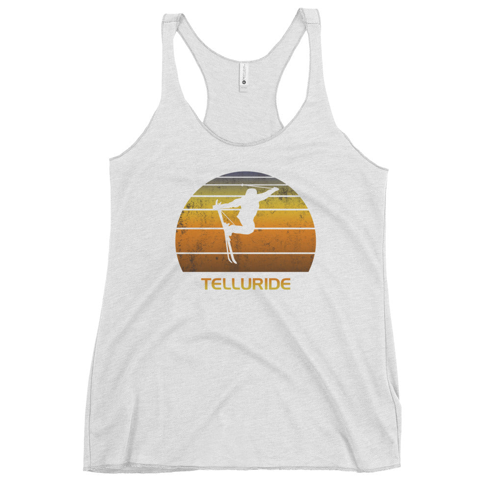 Retro Telluride Colorado Women's Racerback Tank Top Ski Fan Skier Gift Skiing Sunset Vintage Sunrise