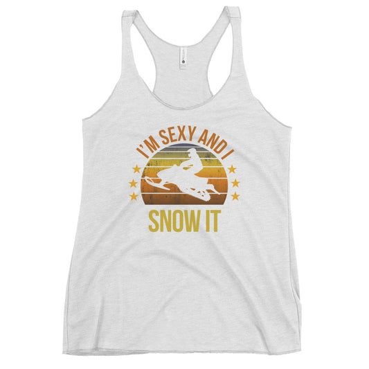 Funny Snowmobile Women's Racerback Tank Top Fan Snow Mobile Quote Joke Sarcastic Phrase