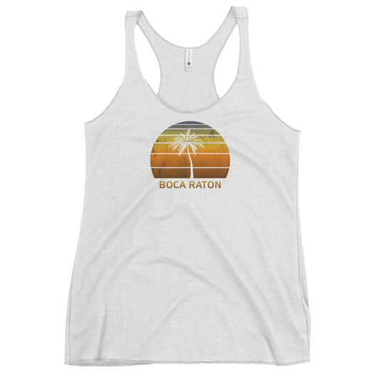 Retro Boca Raton Florida Women's Racerback Tank Top Vintage Sunset Beach Vacation Souvenir