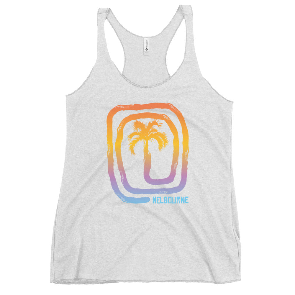 Cool Melbourne Australia Palm Tree Souvenir Vacation Women's Racerback Tank Top