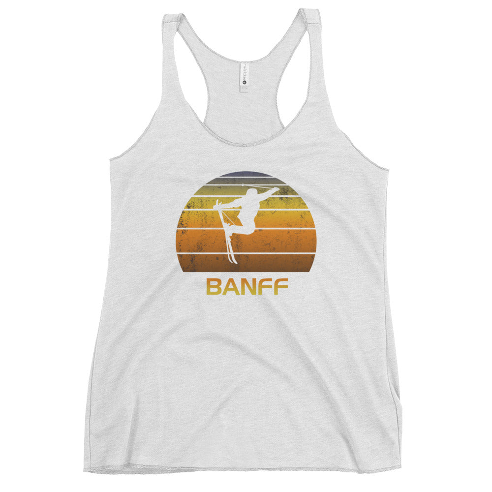 Retro Banff Canada Ski Fan Skier Gift Skiing Sunset Vintage Sunrise Women's Racerback Tank Top