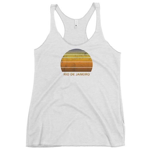 Retro Rio De Janeiro Brazil Women's Racerback Tank Top Vintage Sunset Vacation Souvenir
