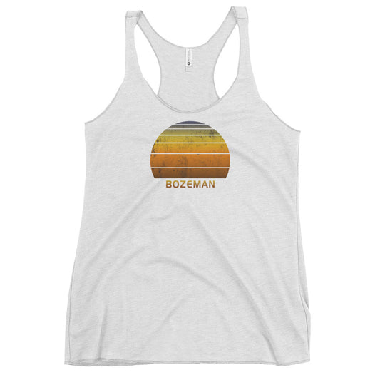 Retro Bozeman Montana Women's Racerback Tank Top Vintage Sunset Vacation Souvenir