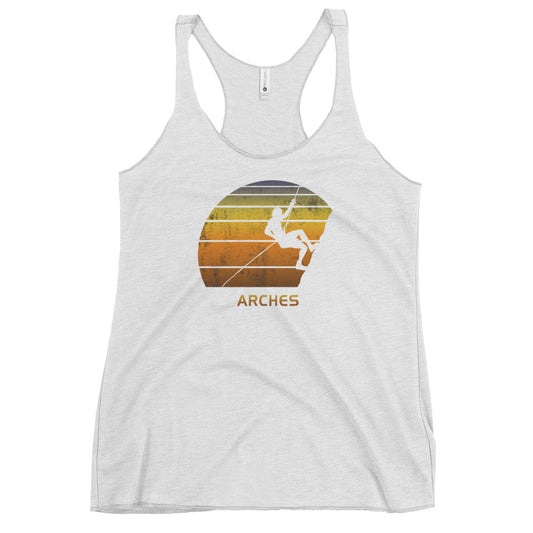 Retro Arches National Park Women's Racerback Tank Top Utah Rock Climbing Fan Bouldering Climber