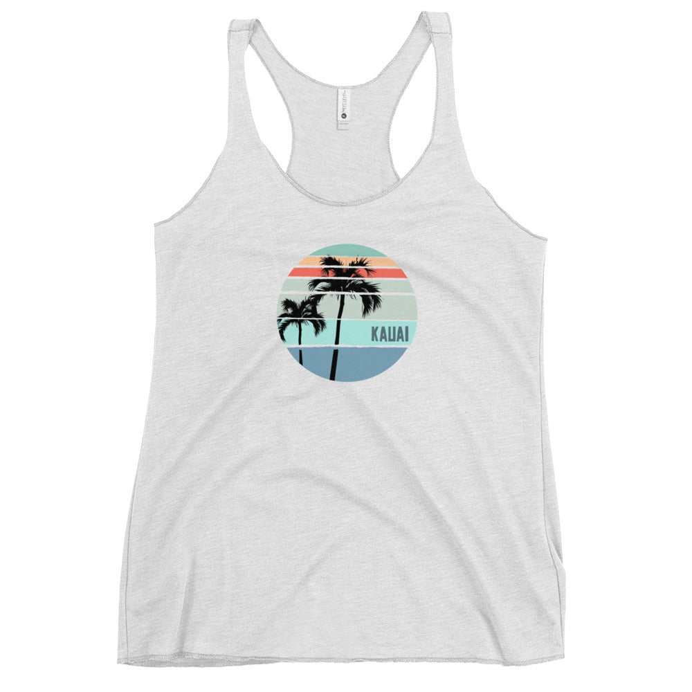 Cool Kauai Hawaii Palm Tree Vacation Souvenir Artistic Women's Racerback Tank Top