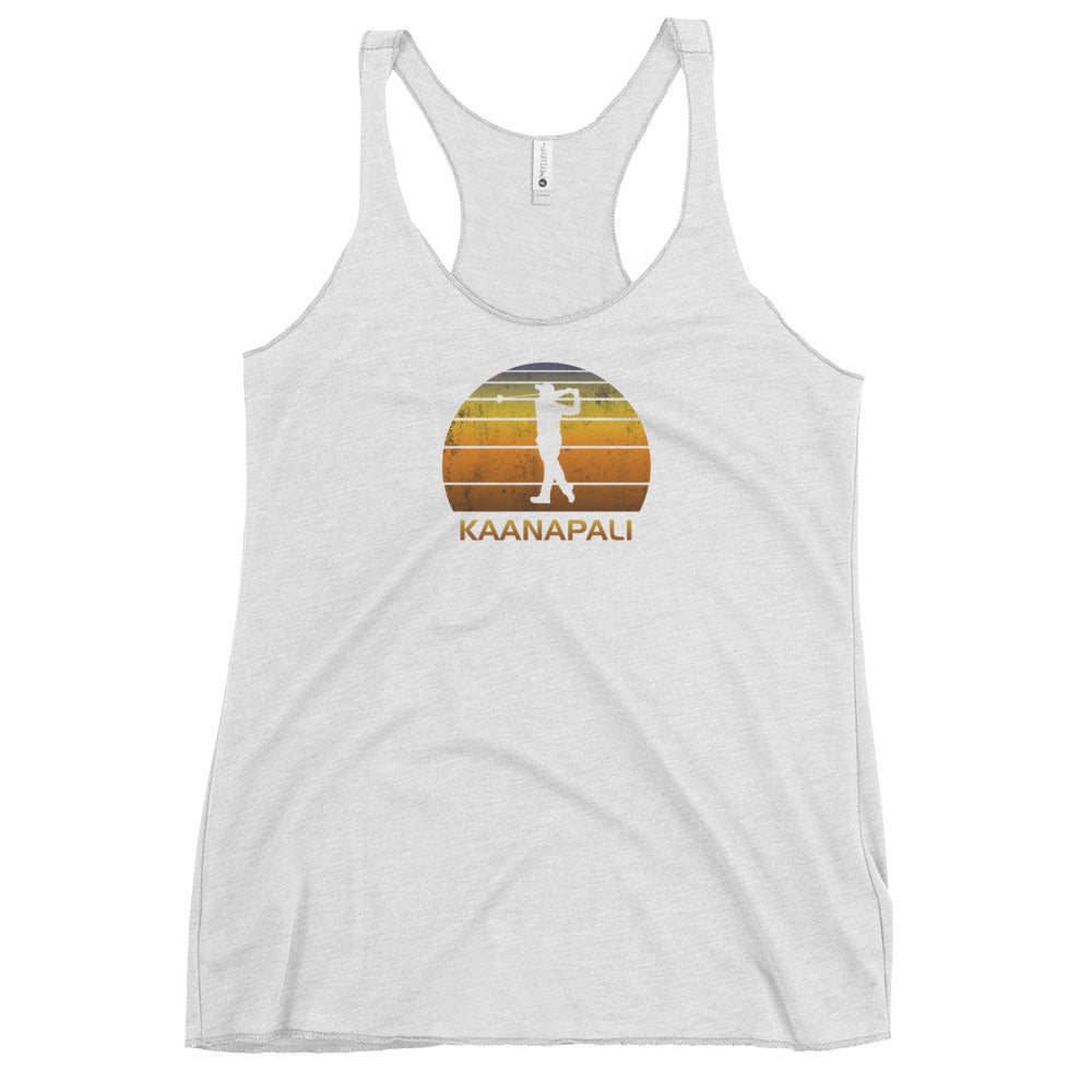 Cool Kaanapali Maui Hawaii Golf Vintage Sunset Golfer Retro Golfing Women's Racerback Tank Top