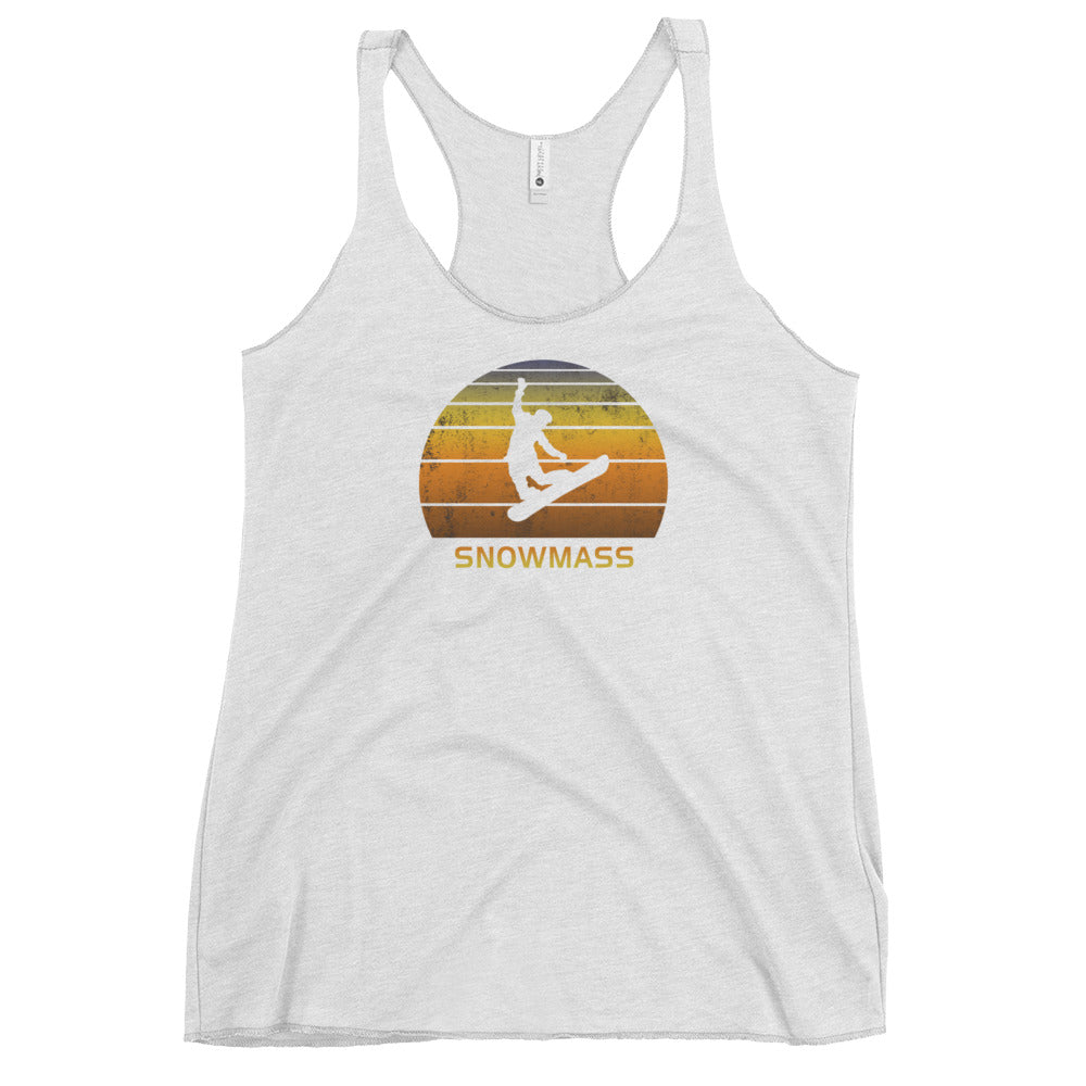 Retro Snowmass Colorado Snowboarding Fan Snowboarder Gift Women's Racerback Tank Top