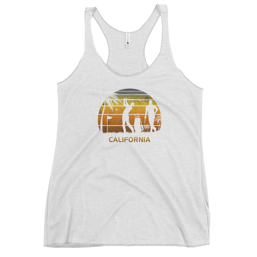 Retro California Golf Golfing Fan Golfer Gift Women's Racerback Tank Top