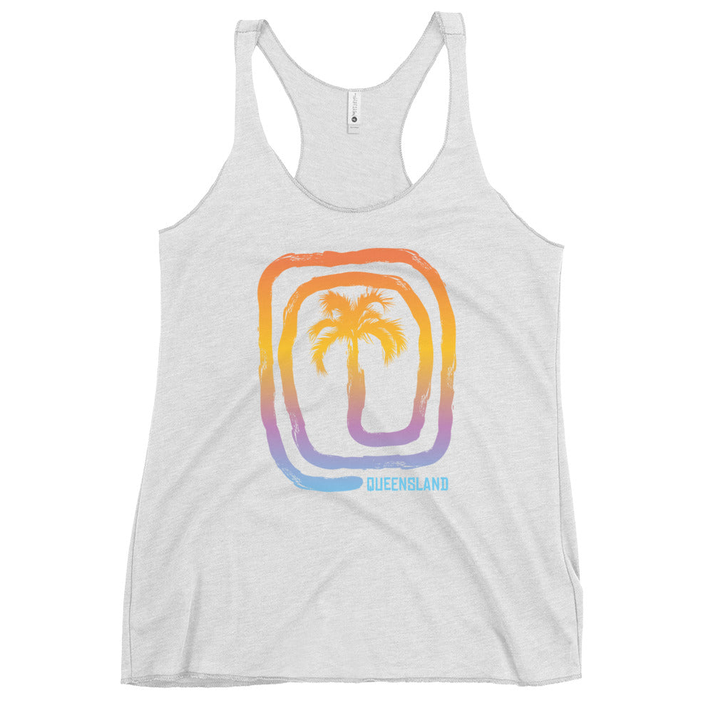 Cool Queensland Australia Beach Palm Tree Vacation Souvenir Women's Racerback Tank Top