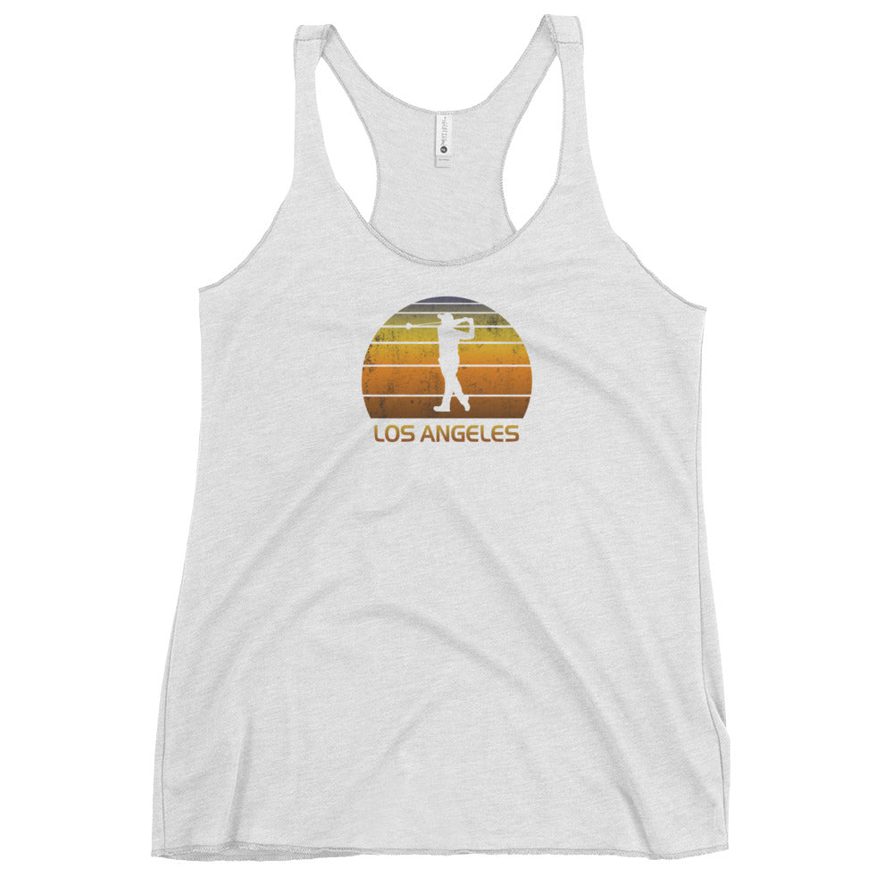 Cool Los Angeles California Golf Women's Racerback Tank Top Vintage Sunset Golfer Retro Golfing