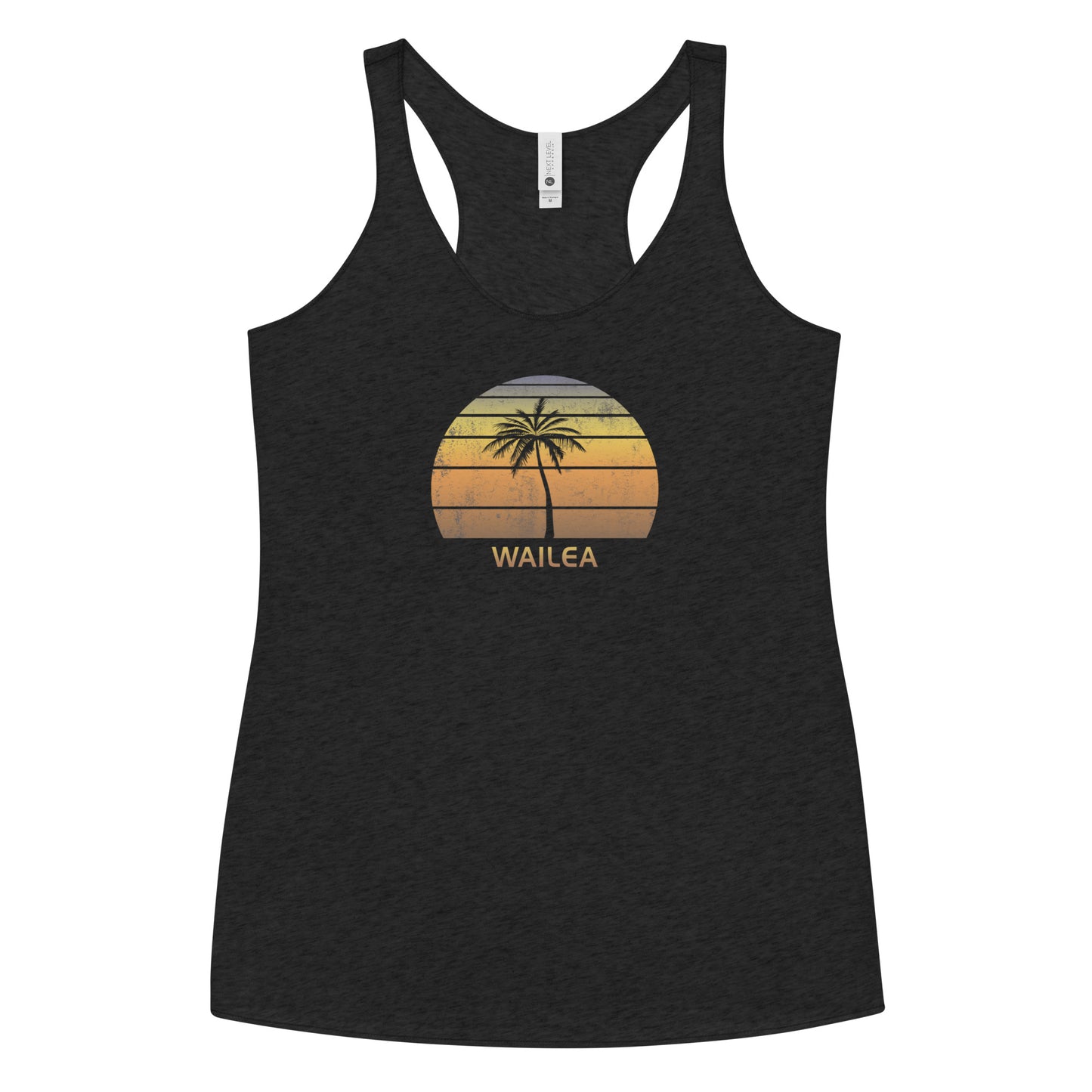 Retro Wailea Maui Hawaii Vintage Sunset Beach Vacation Souvenir Women's Racerback Tank Top