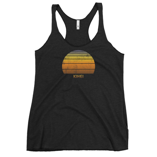 Retro Kihei Maui Hawaii Vintage Sunset Vacation Souvenir Women's Racerback Tank Top