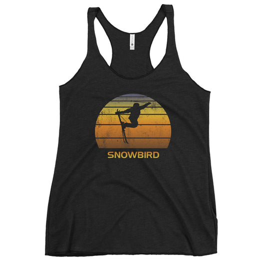 Retro Snowbird Utah Ski Fan SkierSunset Vintage Sunrise Women's Racerback Tank Top